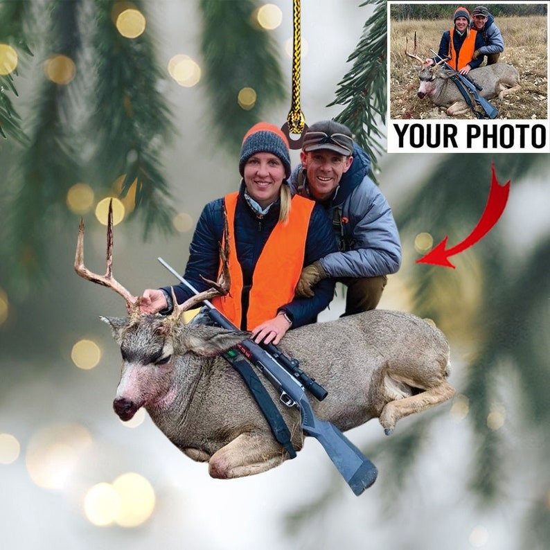 MollyTee Custom Photo Hunting Ornament Gift for Deer Hunter - image 1