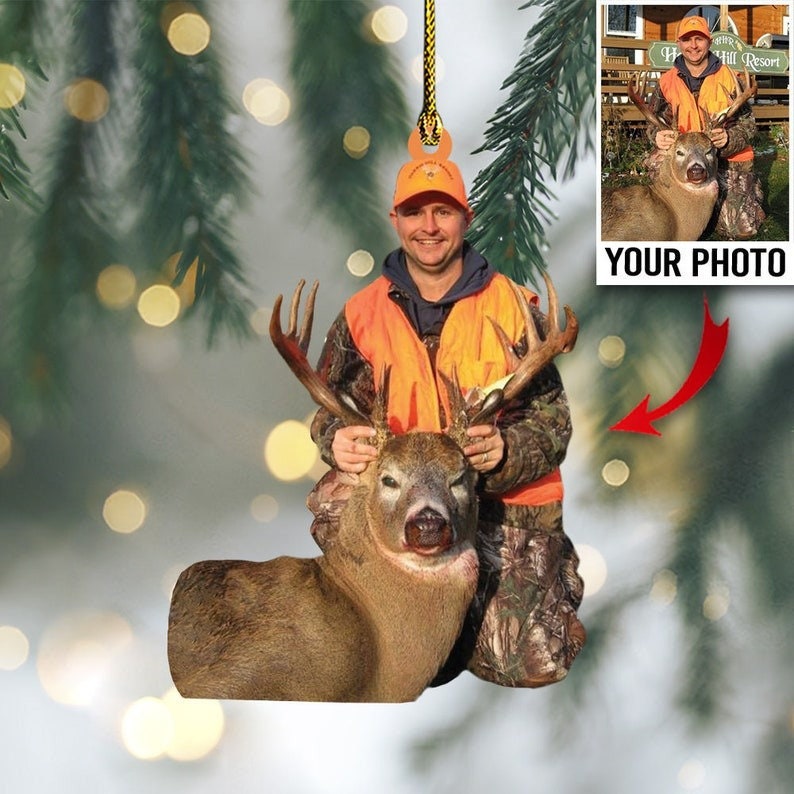 MollyTee Custom Photo Hunting Ornament Gift for Deer Hunter - image 1