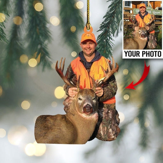 MollyTee Custom Photo Hunting Ornament Gift for Deer Hunter - image 1