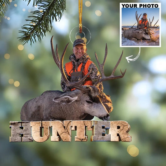 MollyTee Custom Photo Hunting Christmas Tree Ornament Gift for Deer Hunter - image 1