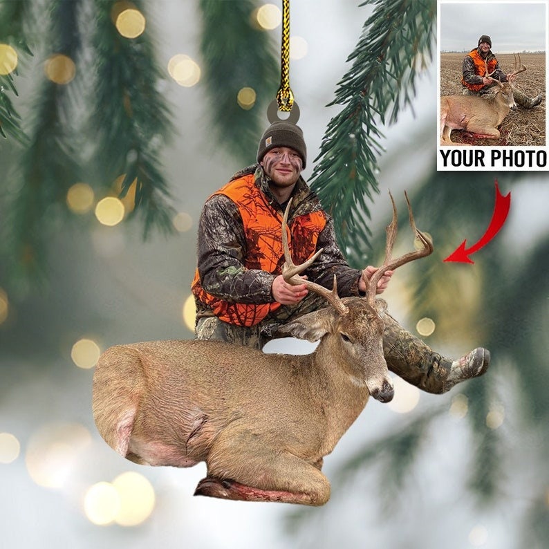 MollyTee Custom Photo Hunting Ornament Gift for Deer Hunter - image 1