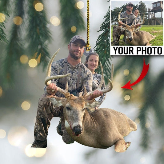 MollyTee Custom Photo Hunting Ornament Gift for Deer Hunter - image 1