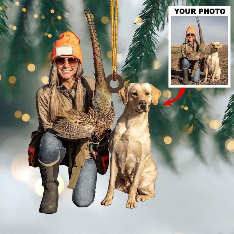 MollyTee Custom Photo Hunting Ornament Gift for Deer Hunter - image 1