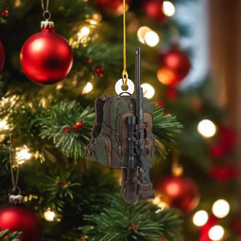 MollyTee Personalized Hunting Backpack with Sniper Rifle Christmas 3D-Look Ornament, Custom Holiday Tree Decor, Perfect Gift for Hunter - image 4