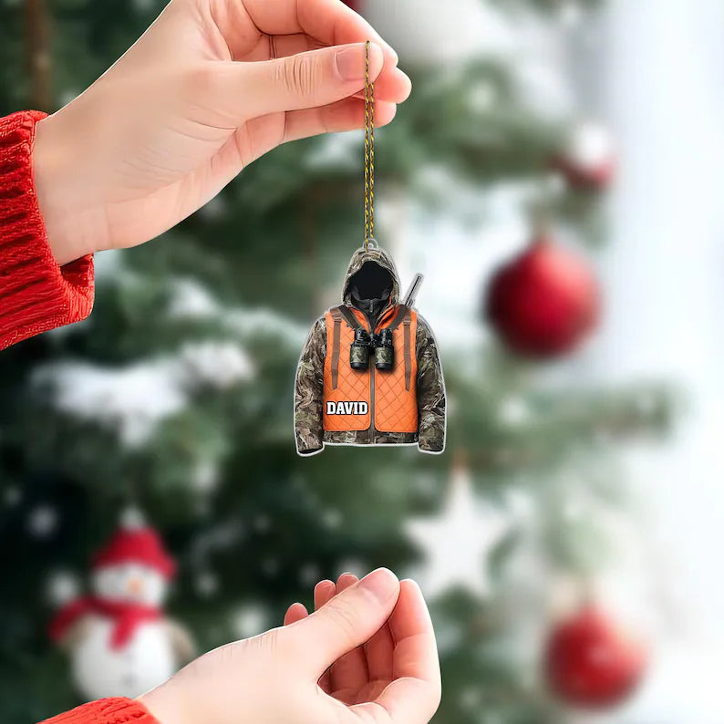 MollyTee Personalized Orange Safety Vest Deer Hunter Outfit Christmas 3D-Look Ornament, Custom Holiday Tree Decor, Perfect Gift for Hunter - image 4