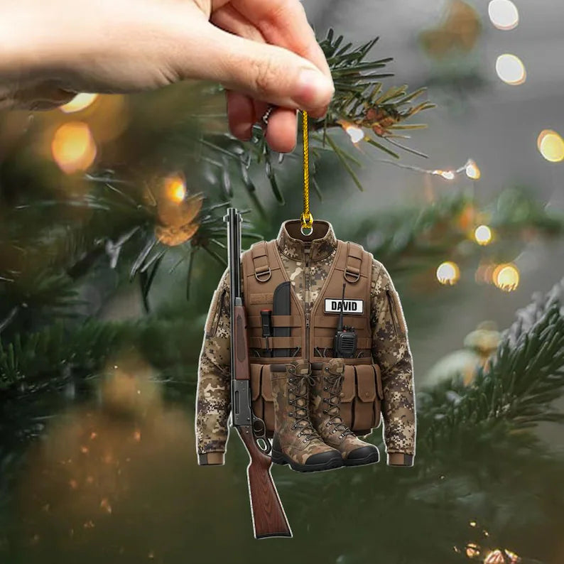 MollyTee Personalized Tactical Camo Vest with Rifle And Boots Christmas 3D-Look Ornament, Custom Holiday Tree Decor, Perfect Gift for Hunter - image 2