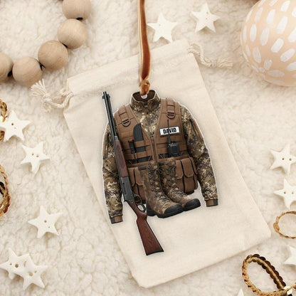 MollyTee Personalized Tactical Camo Vest with Rifle And Boots Christmas 3D-Look Ornament, Custom Holiday Tree Decor, Perfect Gift for Hunter - image 3