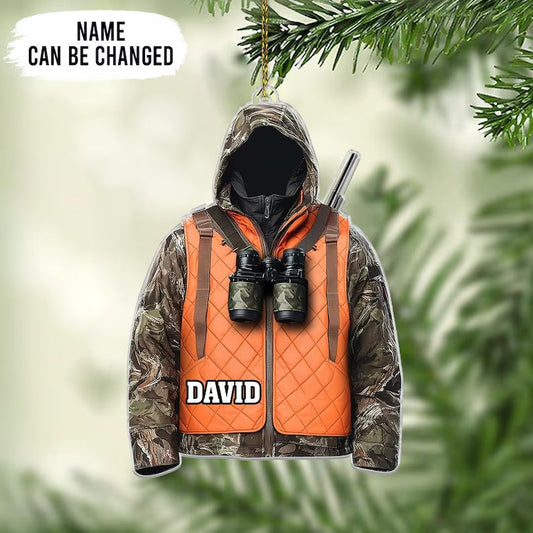 MollyTee Personalized Orange Safety Vest Deer Hunter Outfit Christmas 3D-Look Ornament, Custom Holiday Tree Decor, Perfect Gift for Hunter - image 1