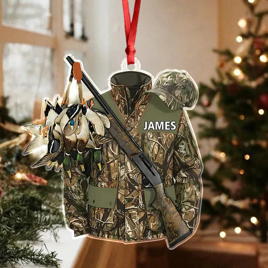 MollyTee Personalized Duck Hunting Camo Jacket Christmas 3D-Look Ornament, Custom Holiday Tree Decor, Perfect Gift for Hunter - image 2
