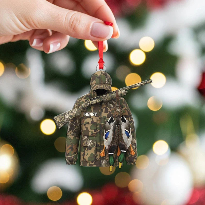 MollyTee Personalized Camo Hunter Coat with Rifle And Ducks Christmas 3D-Look Ornament, Custom Holiday Tree Decor, Perfect Gift for Hunter - image 4