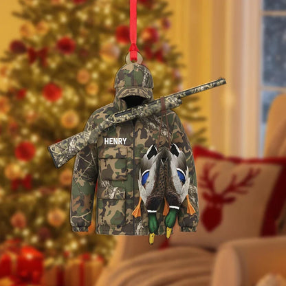 MollyTee Personalized Camo Hunter Coat with Rifle And Ducks Christmas 3D-Look Ornament, Custom Holiday Tree Decor, Perfect Gift for Hunter - image 2