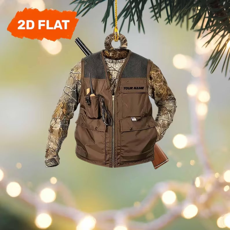 MollyTee Personalized Brown Camo Hunting Jacket 2D Flat Christmas 3D-Look Ornament, Custom Holiday Tree Decor, Perfect Gift for Hunter - image 1