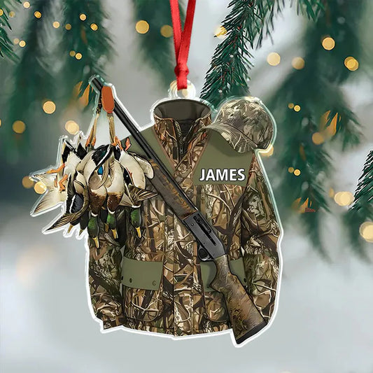 MollyTee Personalized Duck Hunting Camo Jacket Christmas 3D-Look Ornament, Custom Holiday Tree Decor, Perfect Gift for Hunter - image 1