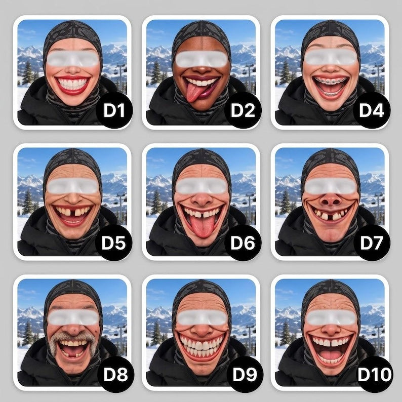 MollyTee Winter Funny Ski Mask Balaclava Face Mask (10 faces)