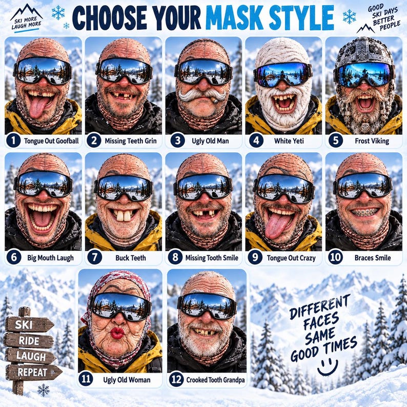 MollyTee Novelty Winter Face Covering Balaclava Face Mask (12 Masks)