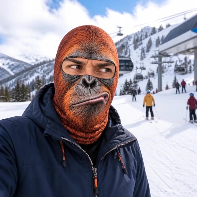 MollyTee Orange Ape Funny Face Balaclava Face Mask