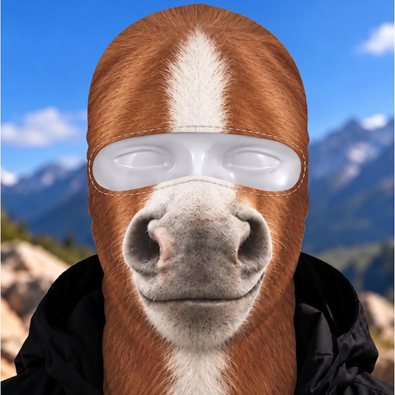 MollyTee Chestnut Horse Funny Face Balaclava Face Mask