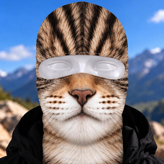 MollyTee Striped Tabby Funny Face Balaclava Face Mask