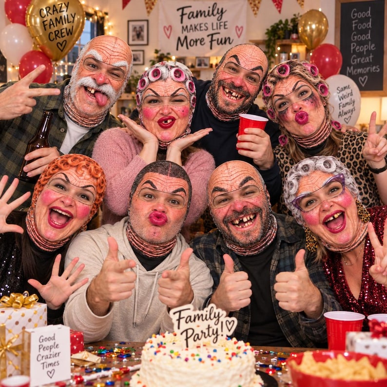 MollyTee Funny Face Crazy Group Balaclava Face Mask (12 Masks)
