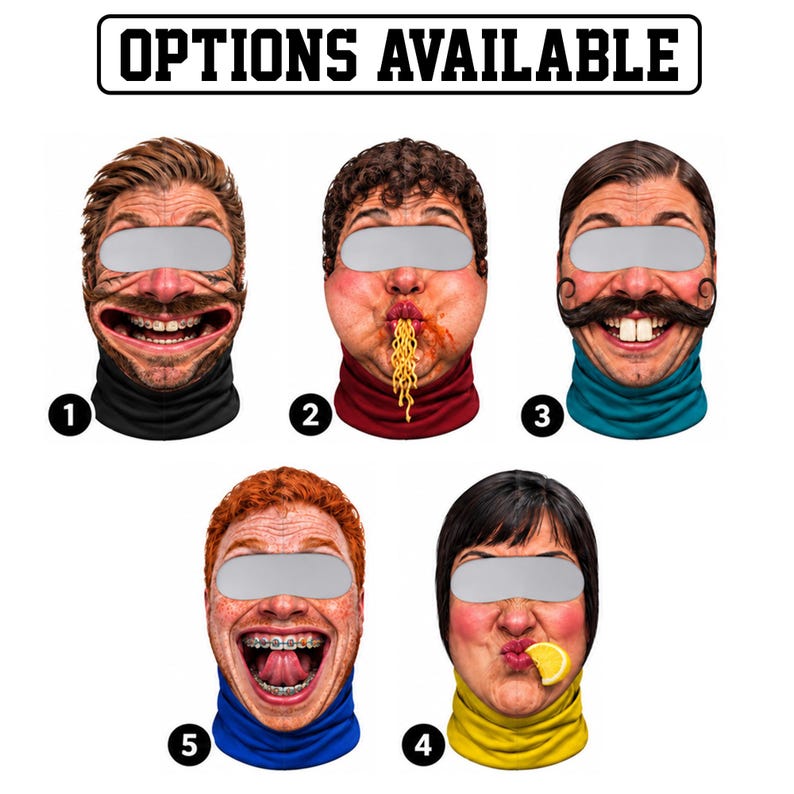 MollyTee Hilarious Winter Face Covering Balaclava Face Mask (5 Faces)