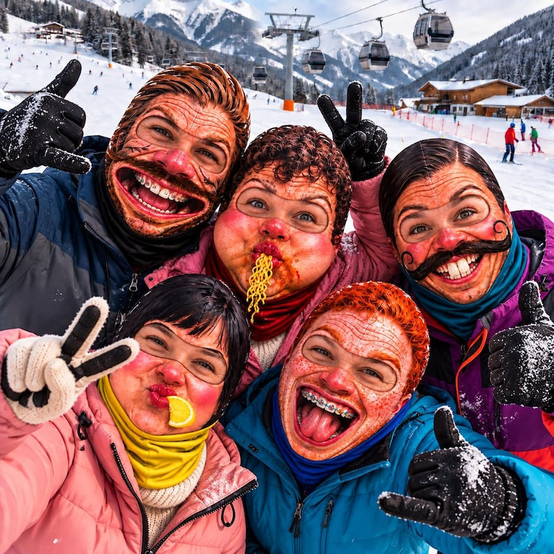 MollyTee Hilarious Winter Face Covering Balaclava Face Mask (5 Faces)