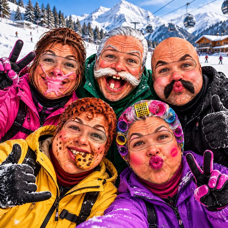 MollyTee Funny Face Frosty Beard Mustache Mask Balaclava (5 faces)