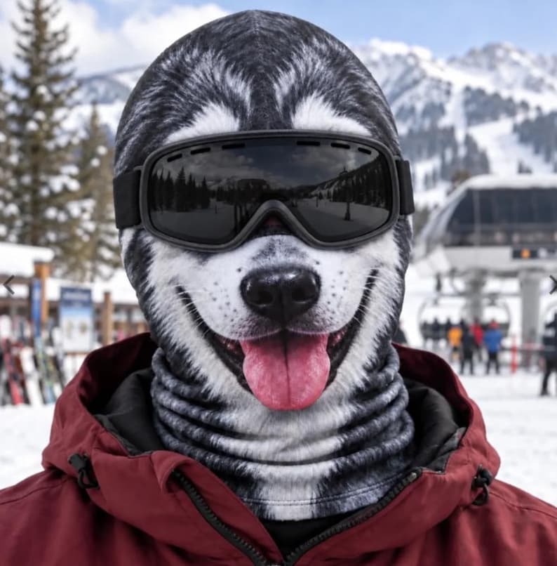 MollyTee Happy Husky Face Balaclava Face Mask