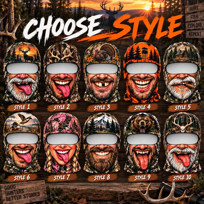 MollyTee Wildlife Animal Camo Funny Face Balaclava Face Mask (10 animals)