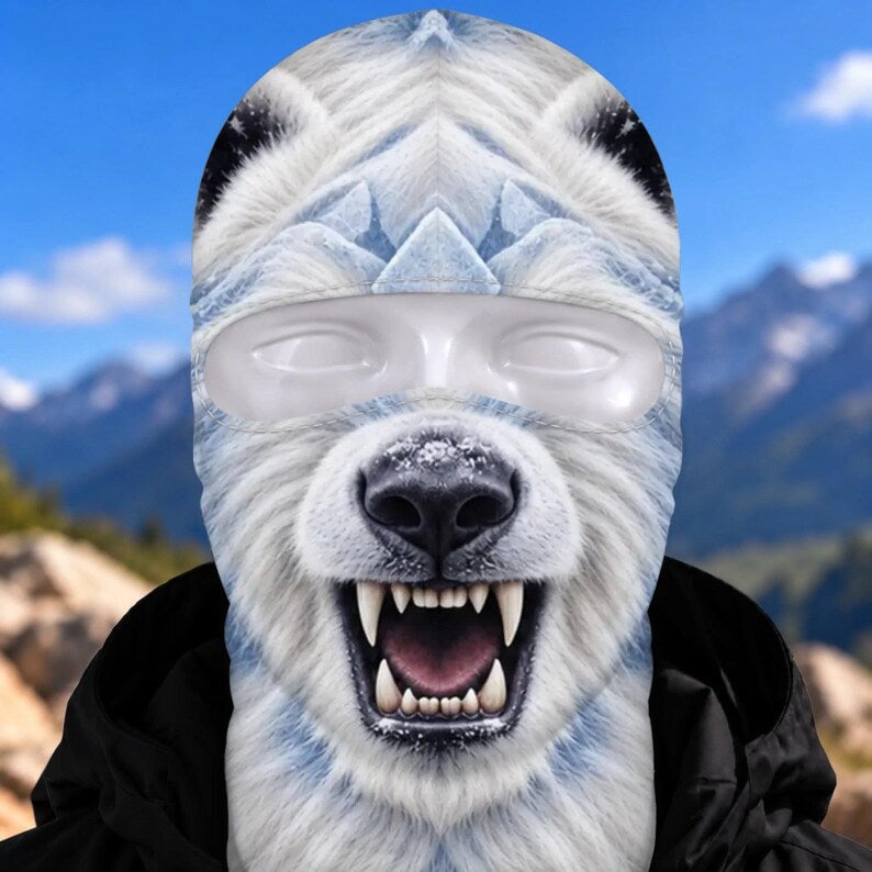 MollyTee Arctic Wolf Funny Face Balaclava Face Mask