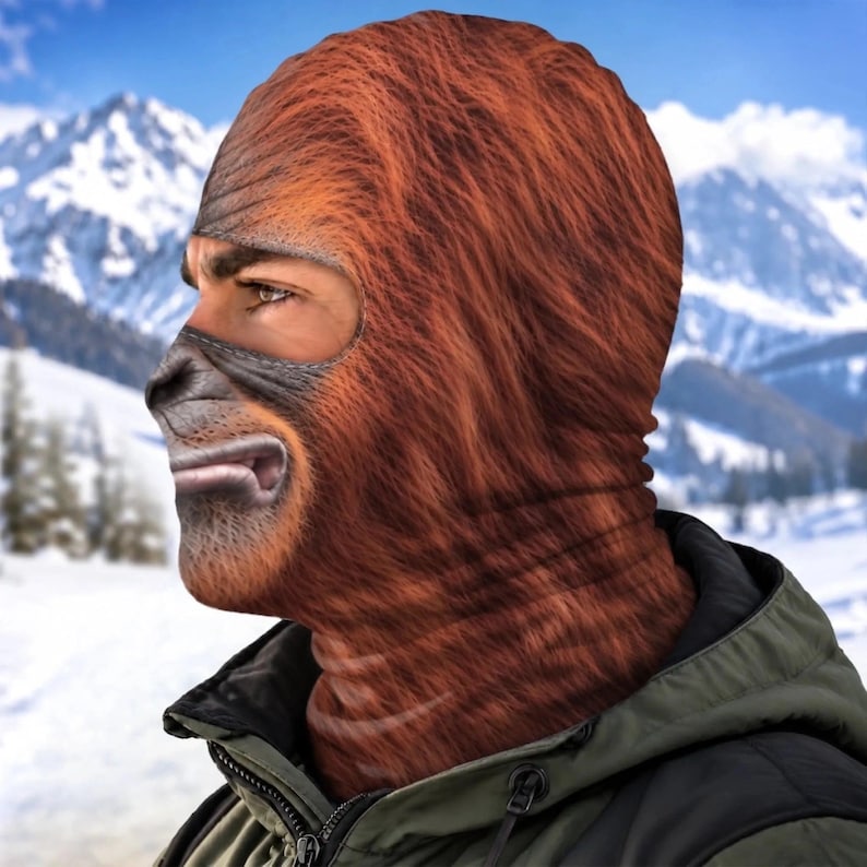 MollyTee Orange Ape Funny Face Balaclava Face Mask