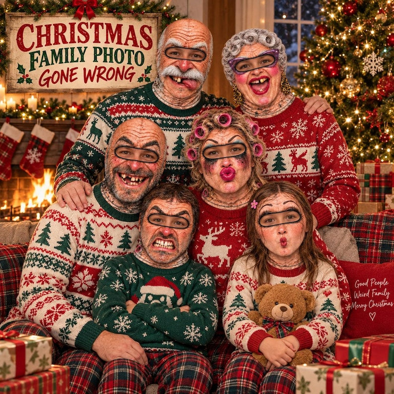 MollyTee Funny Family Photo Prop Christmas Balaclava Masks (10 Types)