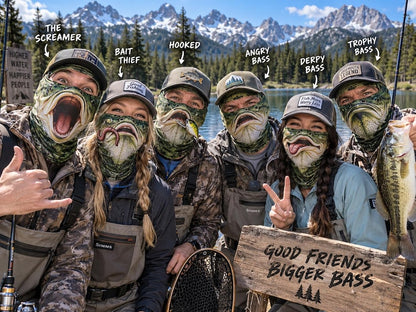MollyTee Funny Bass Fish Face Balaclava Face Mask (10 faces)