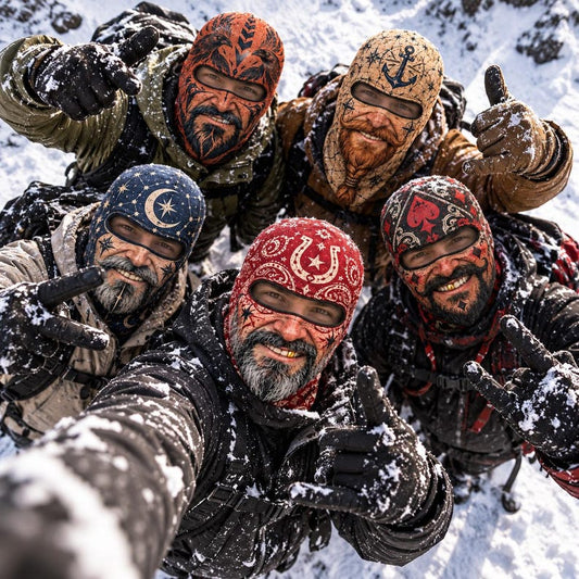MollyTee Funny Realistic Bearded Man Face Ski Mask Vintage Tattoo & Bandana Print Full Face Balaclava (5 types)