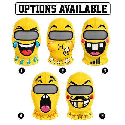 MollyTee Funny Emoji Face Ski Mask Laughing Crying Smiley Expressions Yellow Full Face Balaclava (5 emotions)