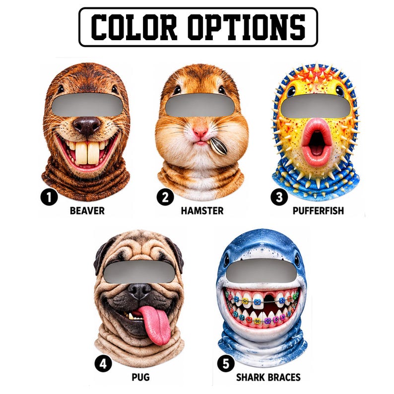 MollyTee Funny Animal Balaclava Face Ski Mask (5 animals)