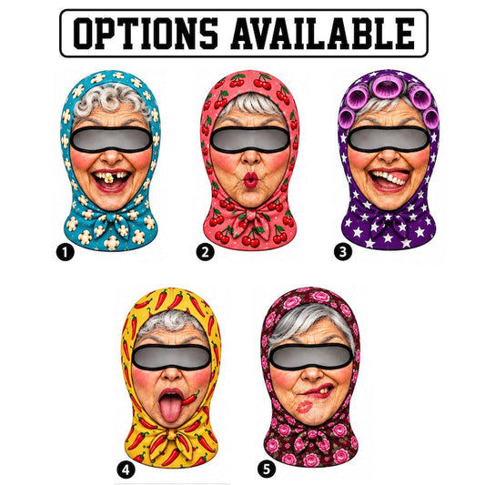 MollyTee Funny Grandma Balaclava Face Mask (5 Faces)