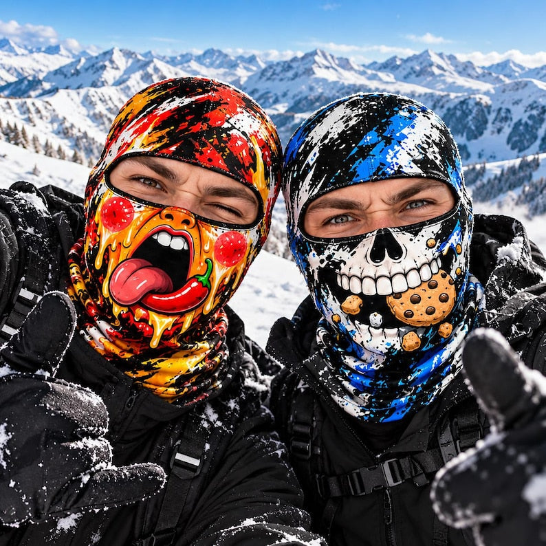 MollyTee Funny Monster Face Ski Mask Colorful Graffiti Skull Tiger Frog & Robot Cartoon Full Face Balaclava (5 faces)