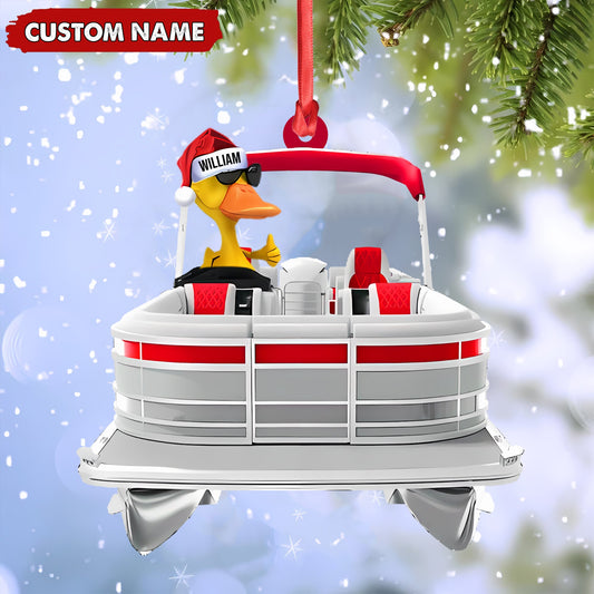 MollyTee Personalized Funny Ducks Acrylic Christmas Ornament, Family Boat Xmas Gift for Friends & Hunters - image 1