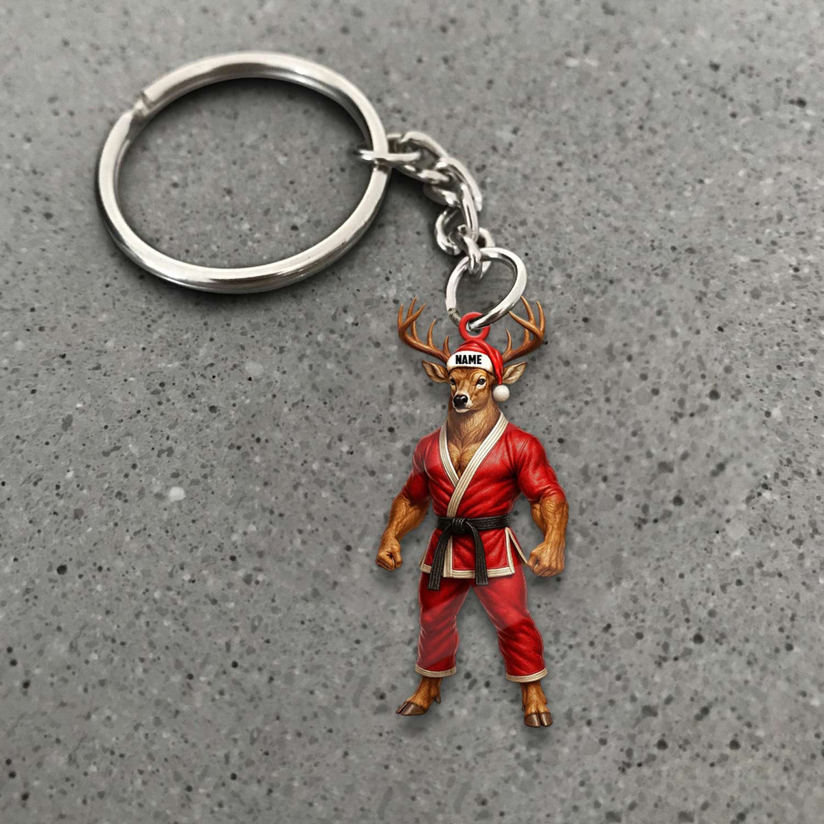 MollyTee Personalized Karate Deer Ornament, Custom Name Martial Arts Christmas Decoration - image 1