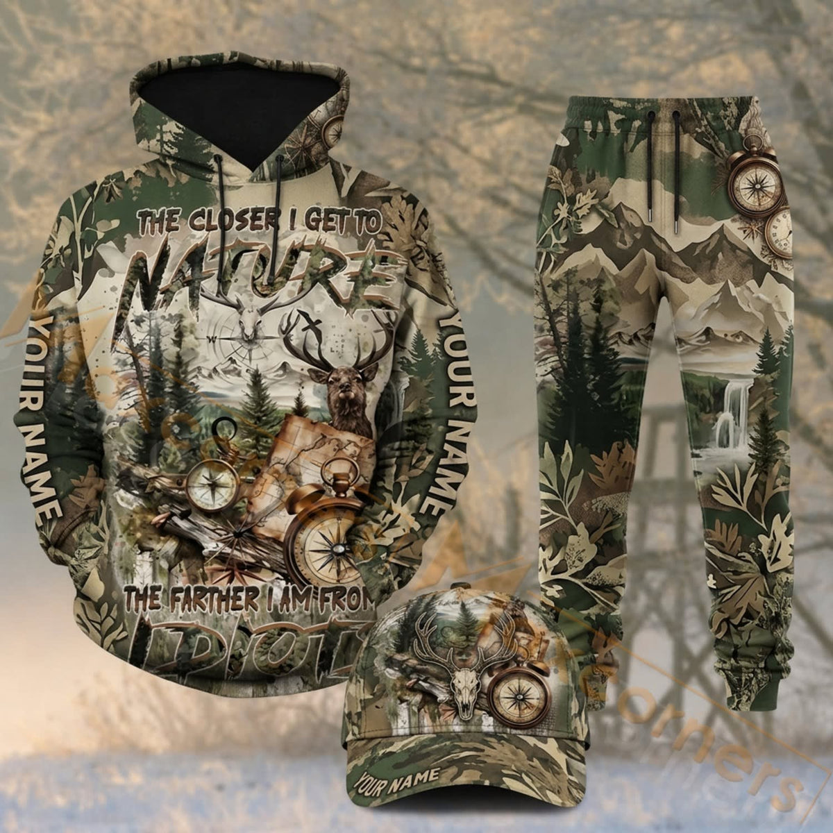 MollyTee Nature Deer Woodland Forest Green Camo 3D hunting apparel - product image 1