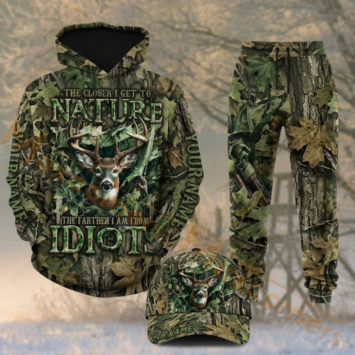 MollyTee Deer Nature Woodland Green Camo 3D hunting apparel - product image 1