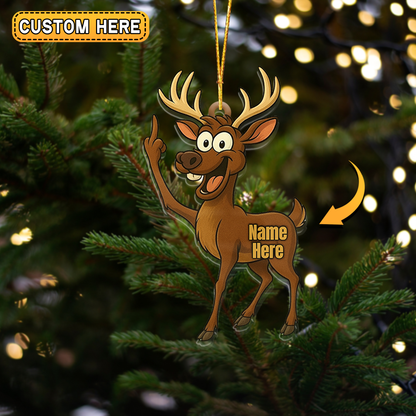 MollyTee Funny Deer Personalized Name Reindeer Butt Pose Ornament And Keychain Custom Gift For Hunters 2D Flat - image 4