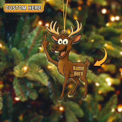 MollyTee Funny Deer Personalized Name Reindeer Butt Pose Ornament And Keychain Custom Gift For Hunters 2D Flat - image 5