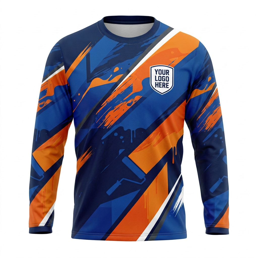 Blue Ember Custom Painter Work Shirt - Front View