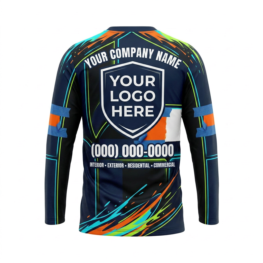Neon Circuit Custom Painter Work Shirt - Back View