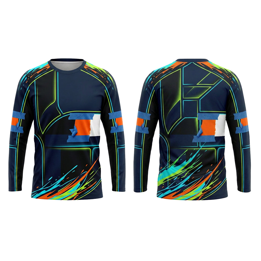 Neon Circuit Custom Painter Work Shirt - Front and Back View