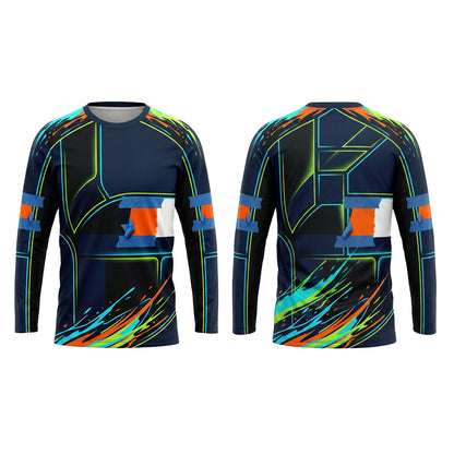 Neon Circuit Custom Painter Work Shirt - Front and Back View