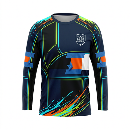 Neon Circuit Custom Painter Work Shirt - Front View