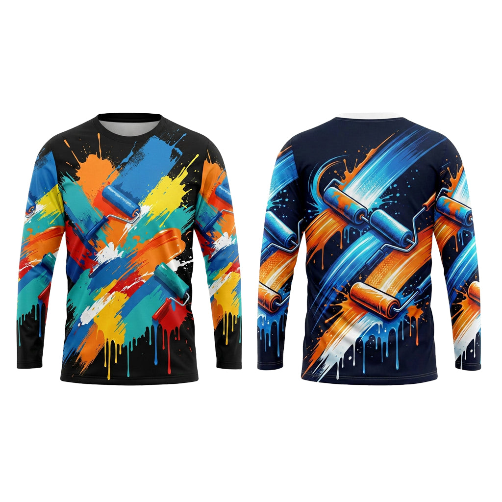 Color Burst Custom Painter Work Shirt - Front and Back View