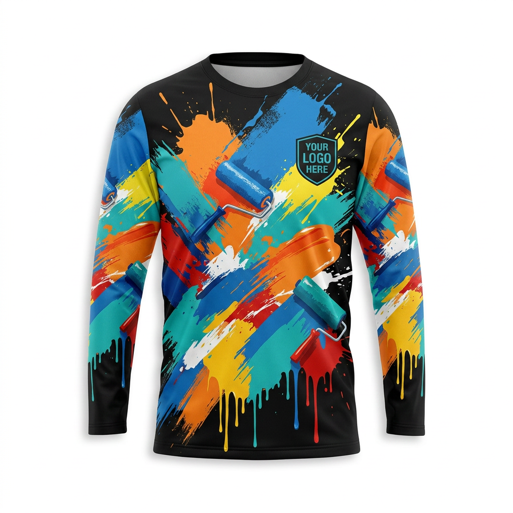 Color Burst Custom Painter Work Shirt - Front View